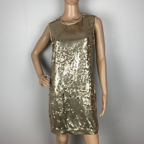 NEW ROBERT RODRIGUEZ GOLD SEQUIN MINI DRESS - Picture 2 of 5